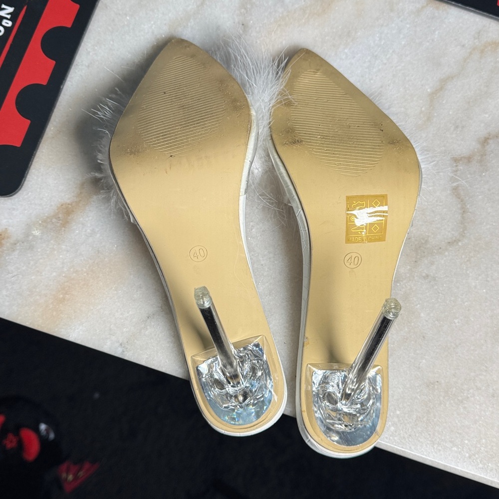 White maribou heels 9 - Picture 8 of 8